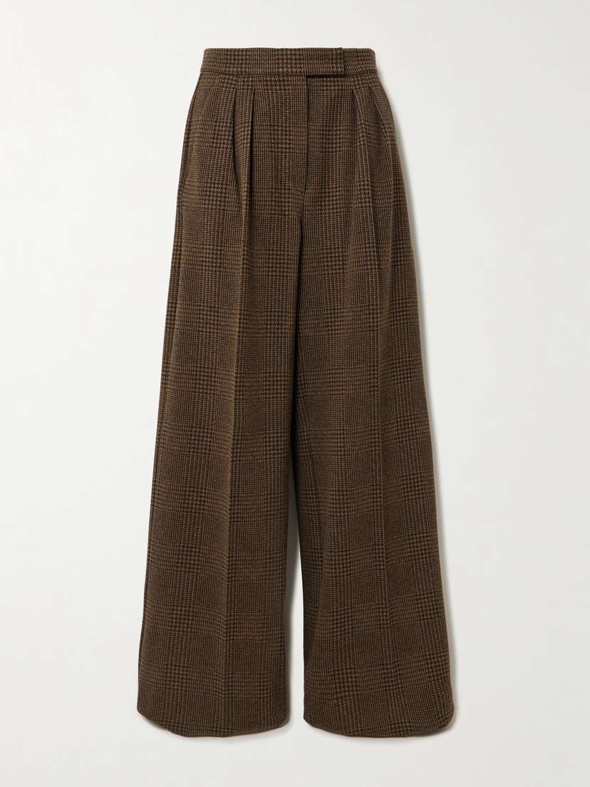 Max Mara Ponza Houndstooth Cotton-blend Wide-leg Pants