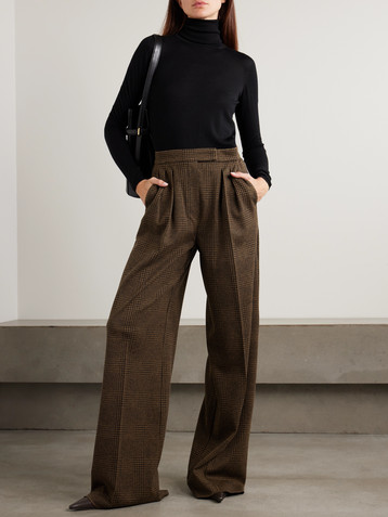 Max Mara Ponza houndstooth cotton-blend wide-leg pants