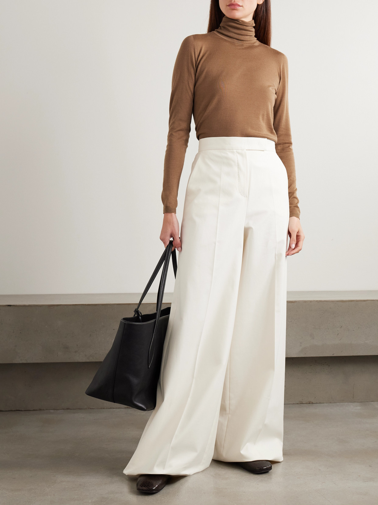 Max Mara Wool And Cashmere Turtleneck Sweater In Brown