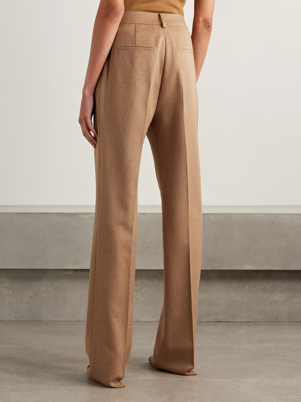 Max Mara Camel Hair Straight-leg Pants In Gold