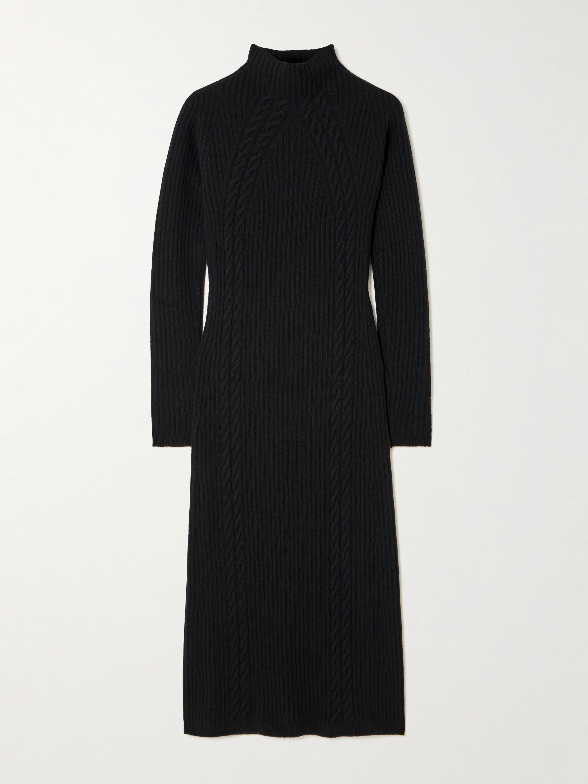 Max Mara Zelanda cable-knit wool and cashmere-blend turtleneck midi dress