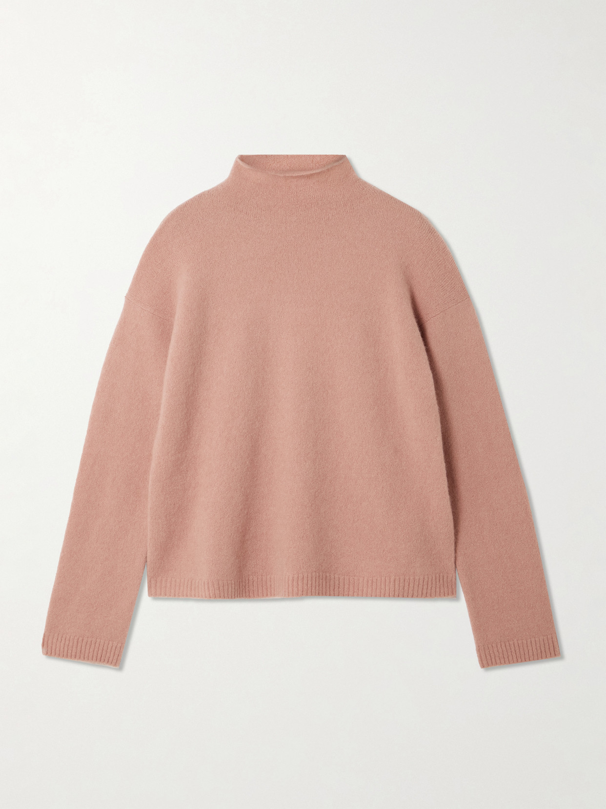Max Mara Orlaya Brushed Cashmere-blend Turtleneck Sweater In Pink