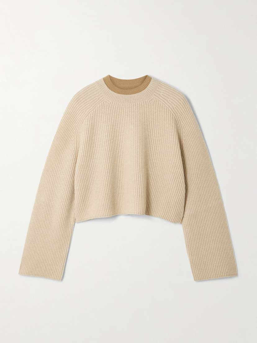 Max Mara Funale Cropped Ribbed Wool And Cashmere-blend Sweater