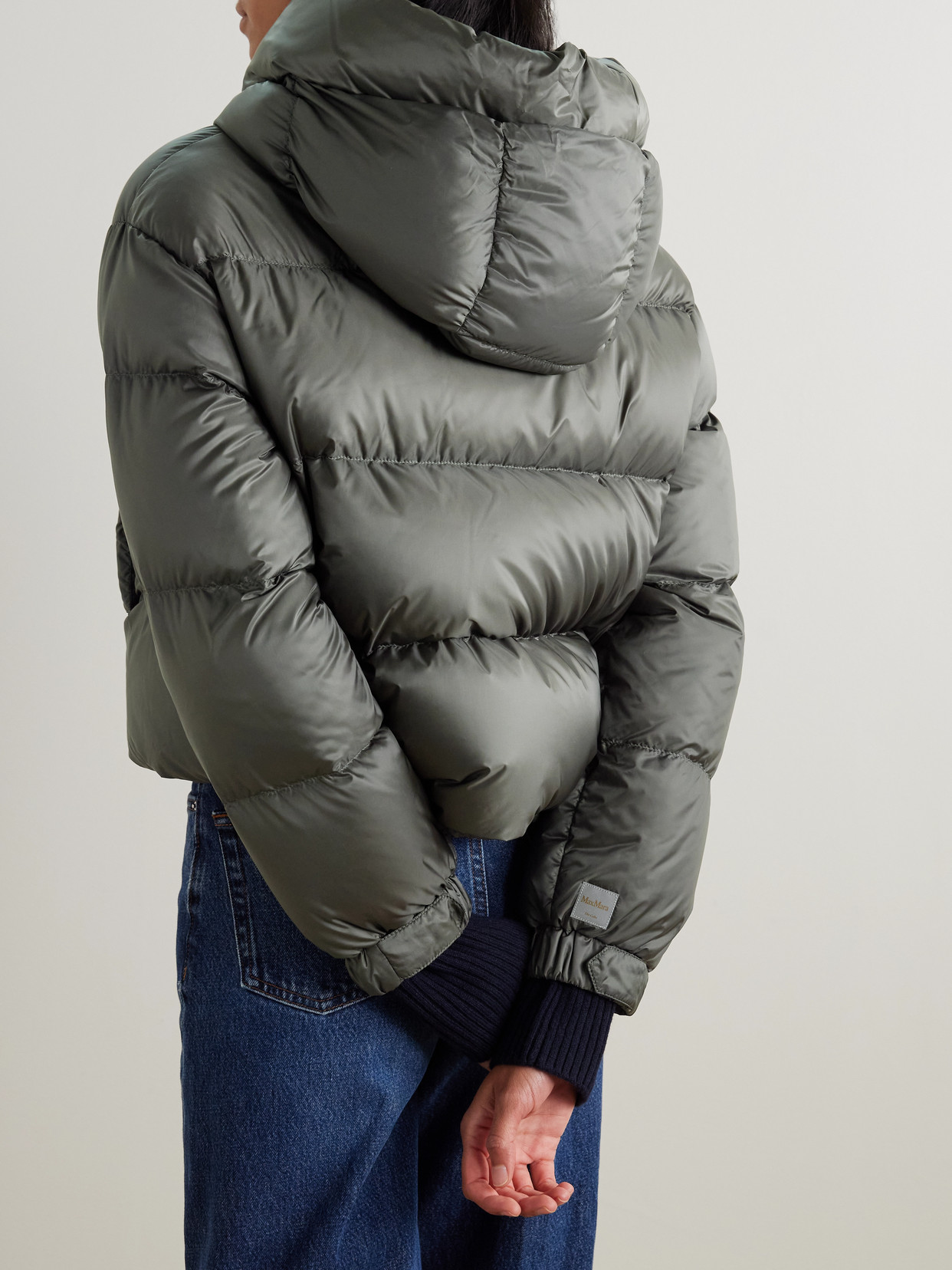 Max Mara The Cube Seie Hooded Quilted Shell Down Jacket In Green