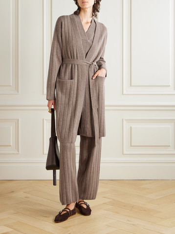 Max Mara Belted ribbed-knit cashmere cardigan
