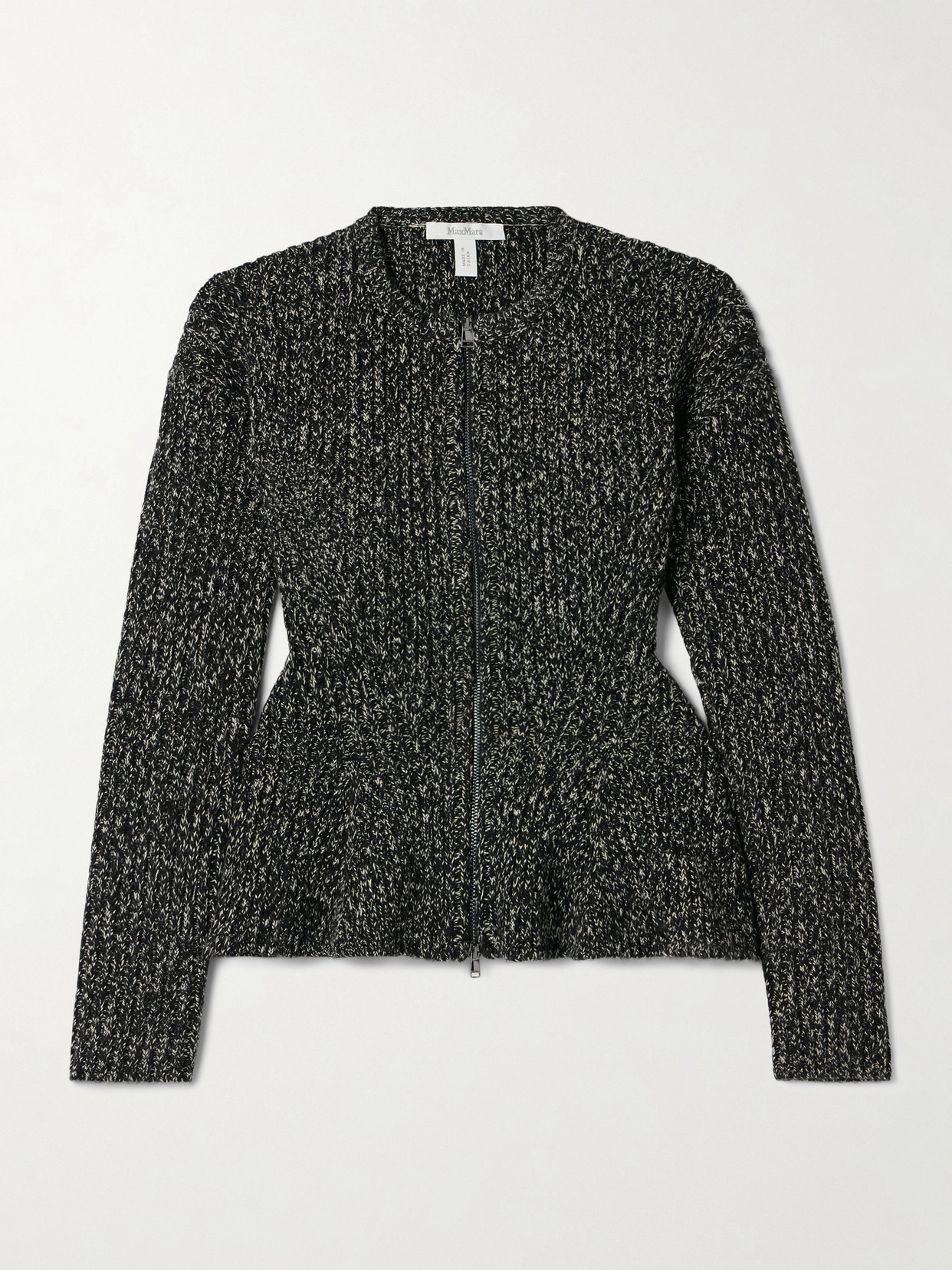 Max Mara Kim Wool-blend Peplum Cardigan In Gray