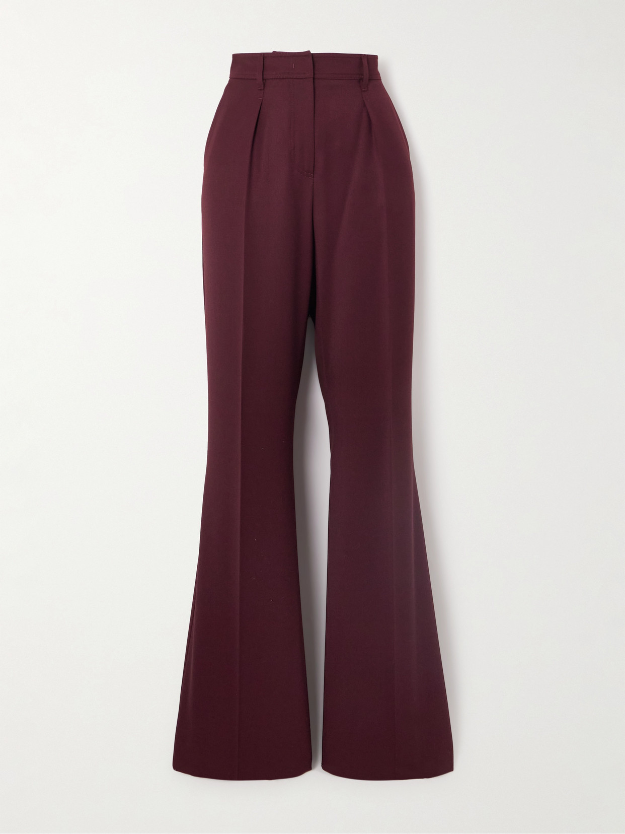 Max Mara Pleated Wool-twill Straight-leg Pants In Burgundy