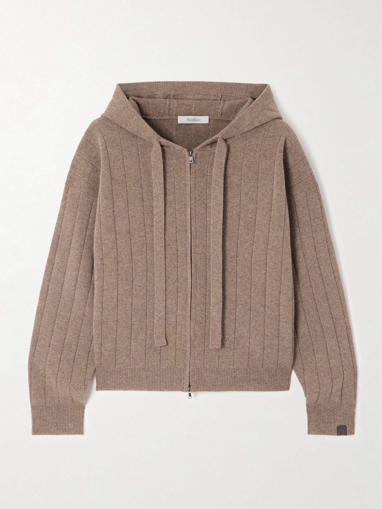 Max Mara Hooded Cashmere Cardigan Featuring Drawstring Detail In Brown