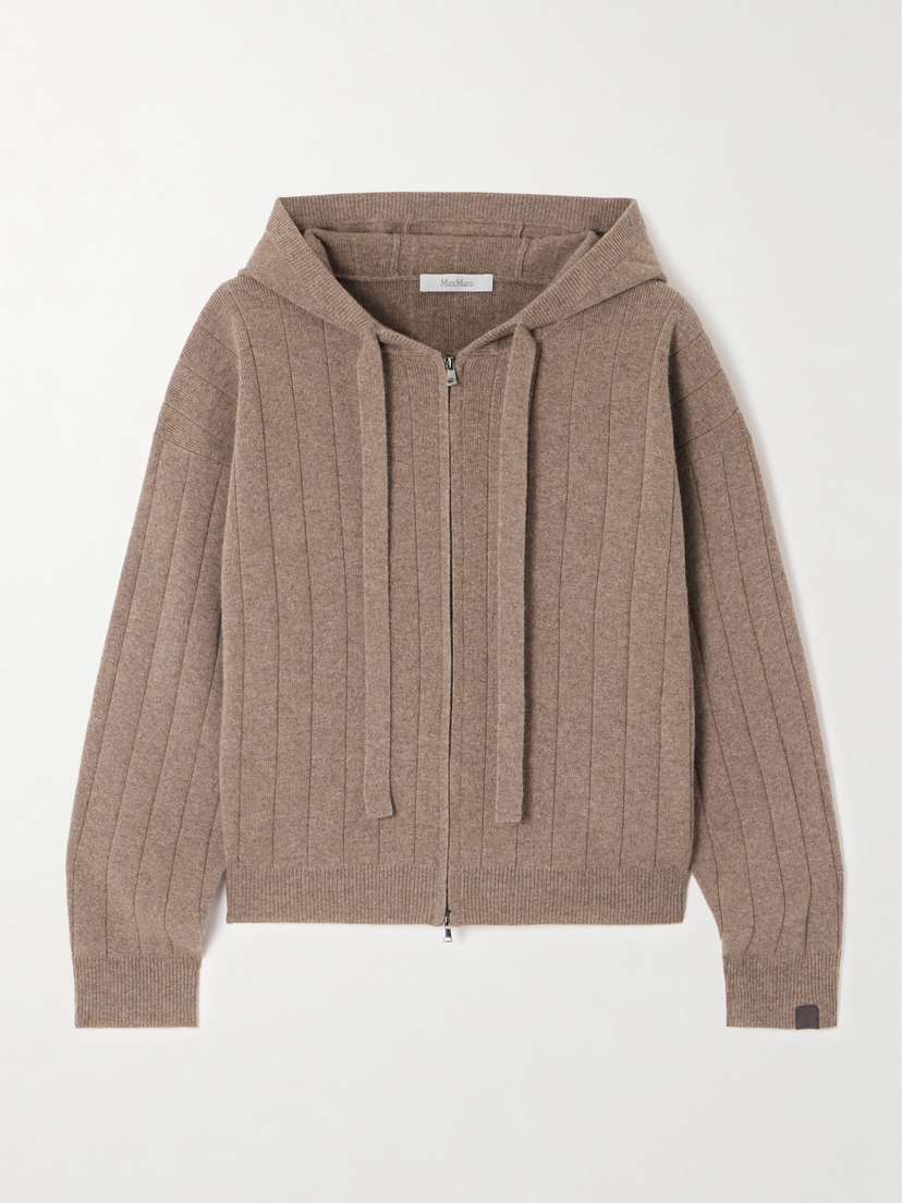 Max Mara Ruberia Ribbed Cashmere Zip-up Hoodie