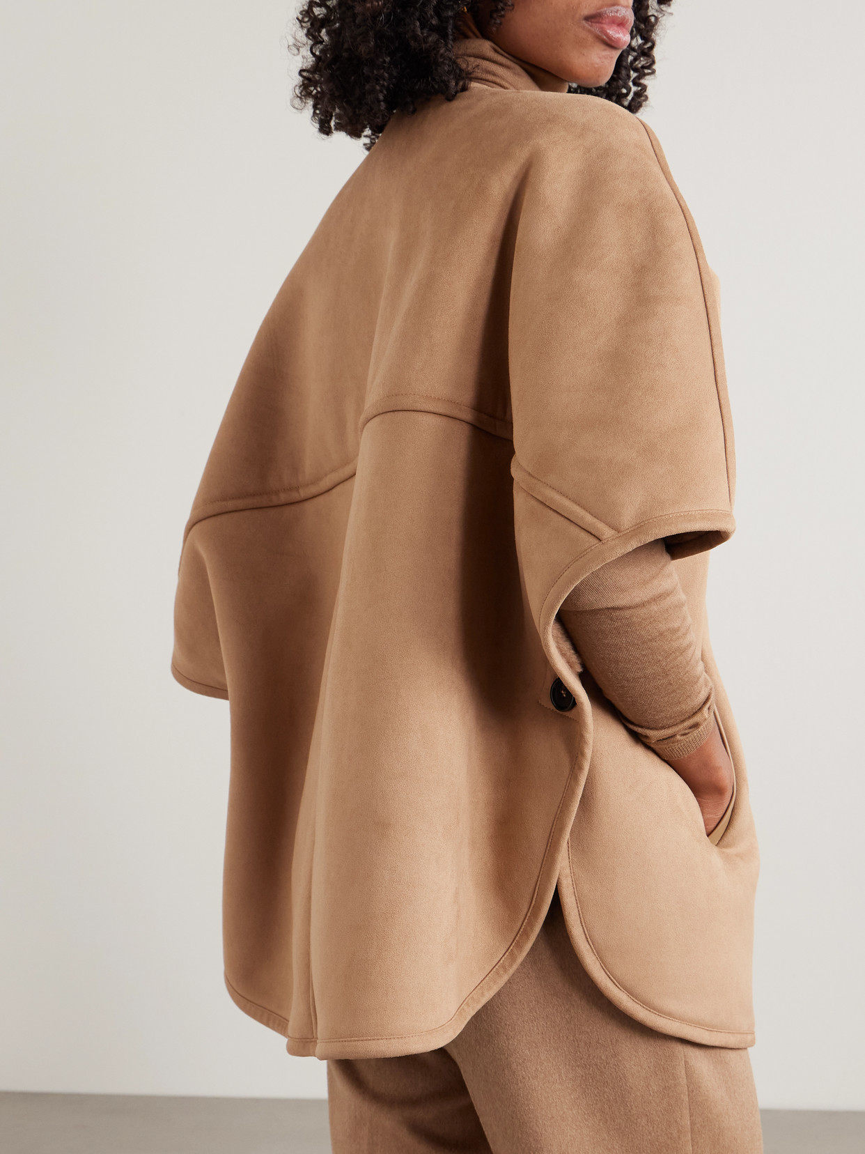 Max Mara Zaza Brushed Cape In Brown