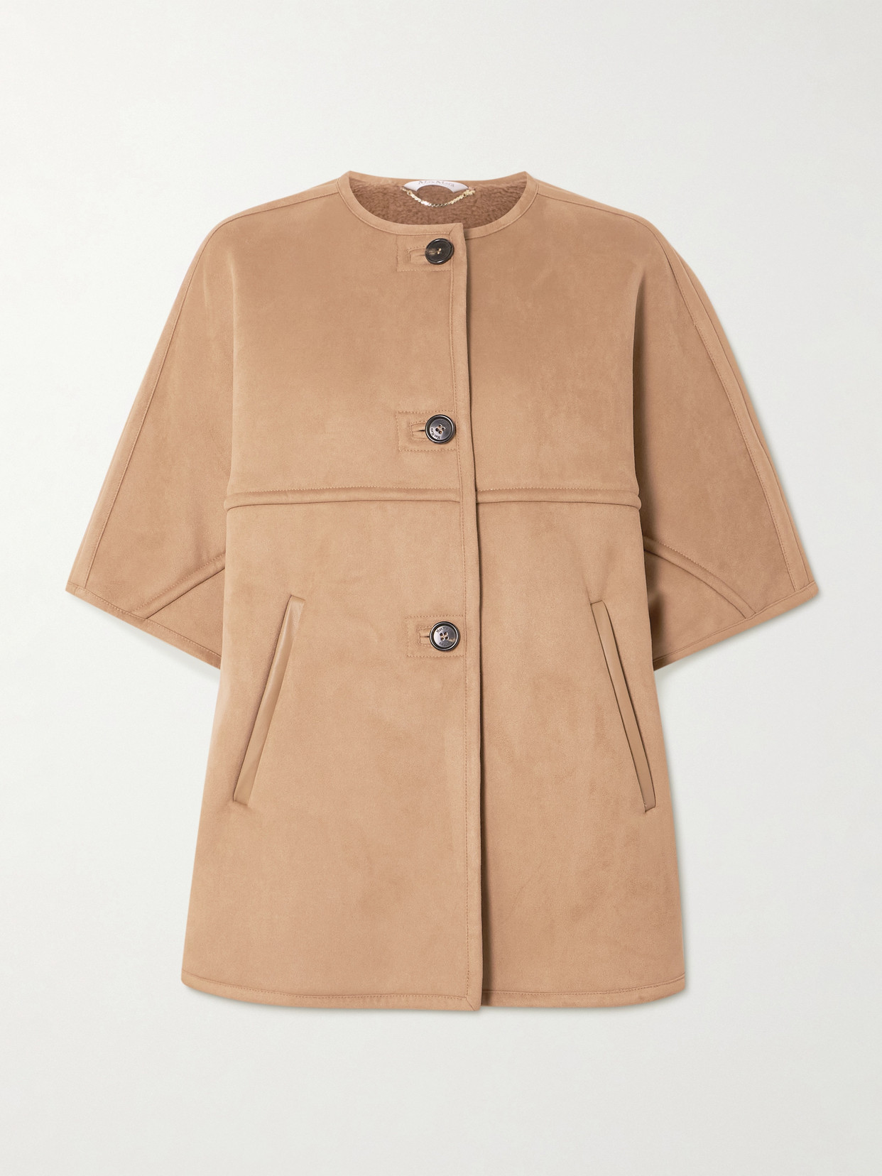 Max Mara Zaza Brushed Cape In Brown