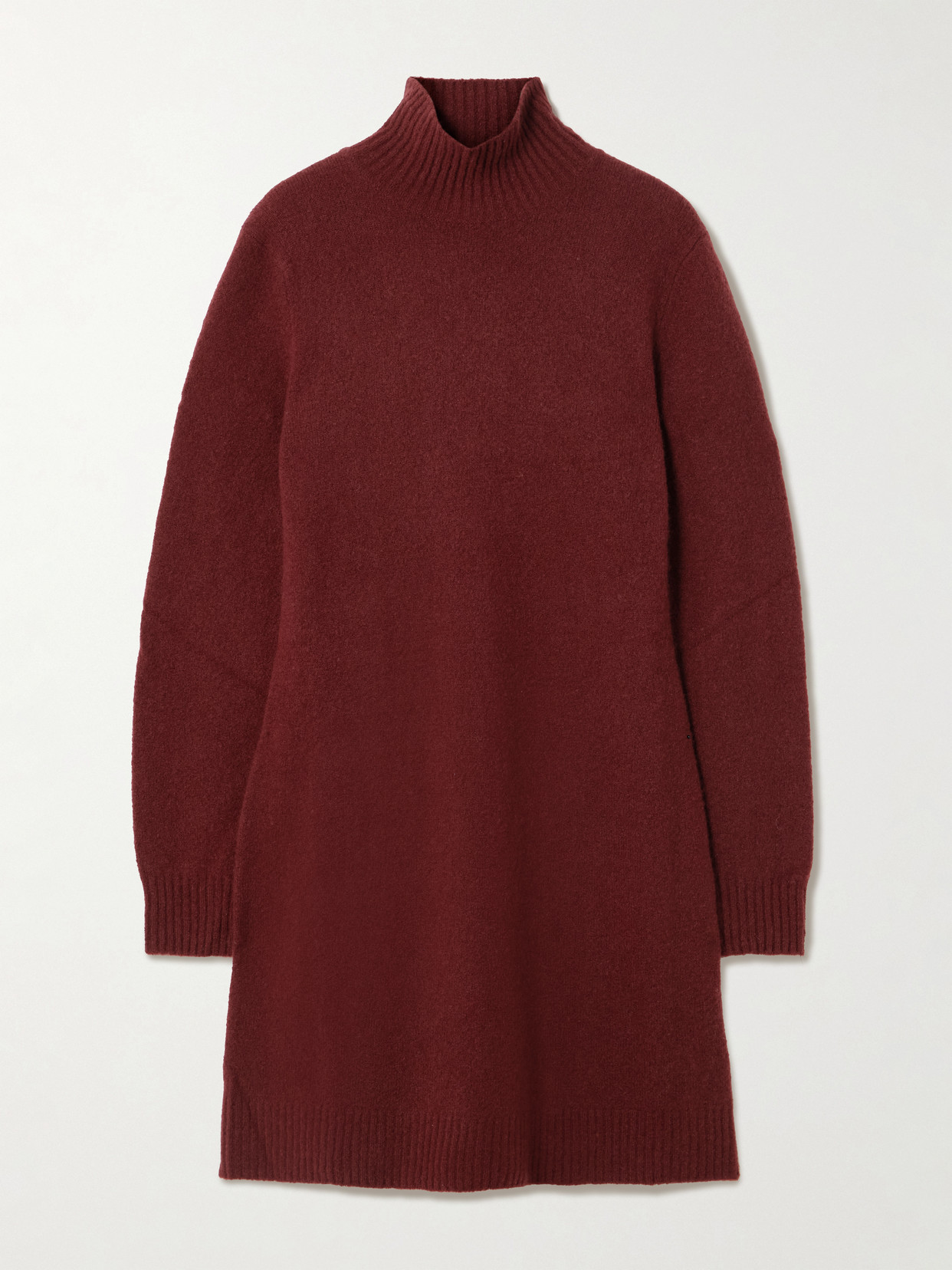 Max Mara Edison Brushed Cashmere-blend Turtleneck Mini Dress In Brown