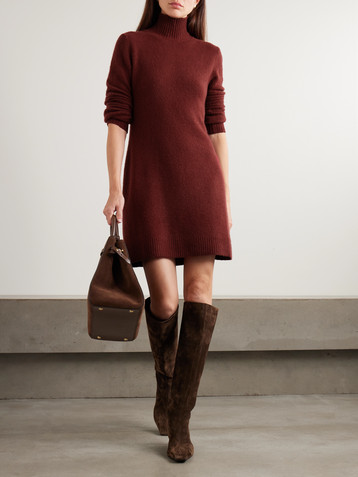Max Mara Edison brushed cashmere-blend turtleneck mini dress