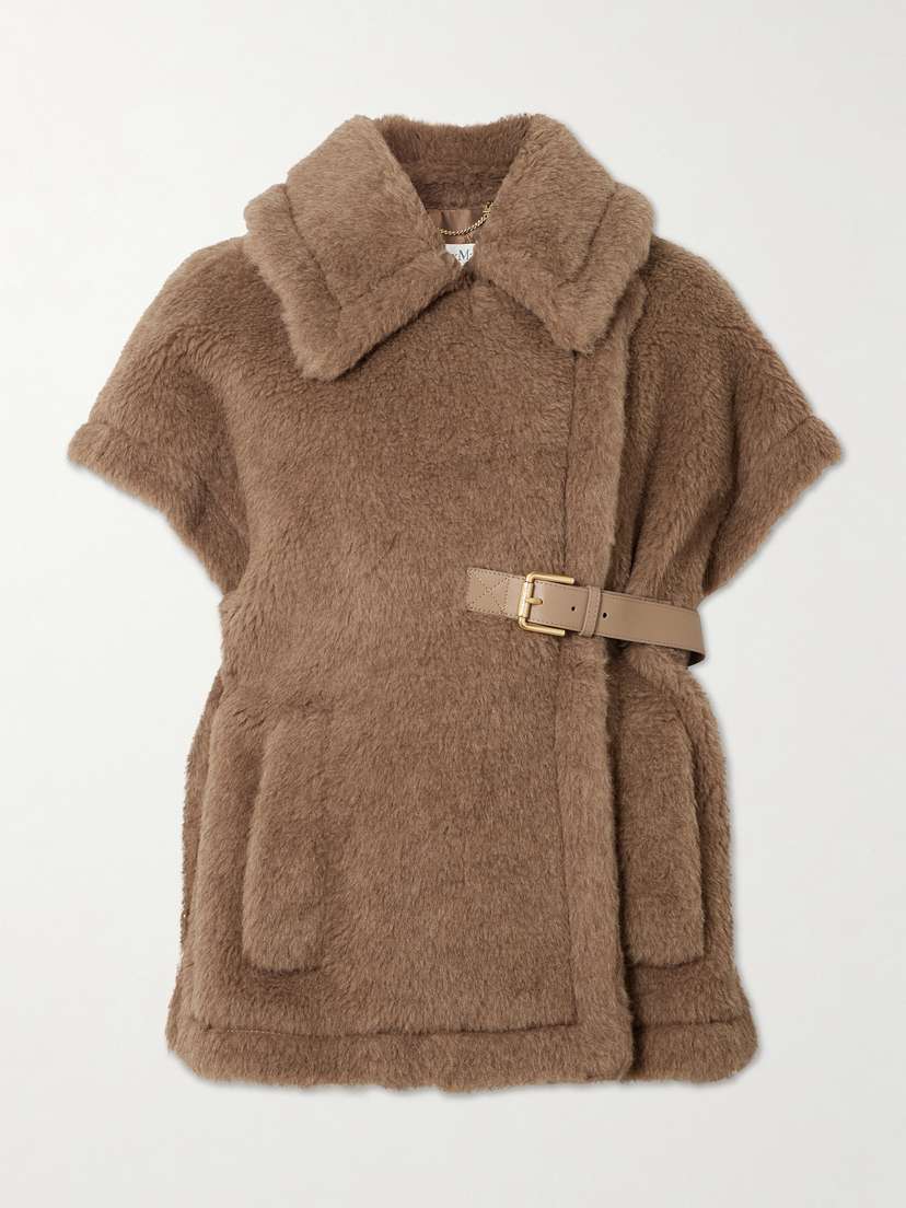 Max Mara Double-breasted Leather-trimmed Alpaca-blend Jacket