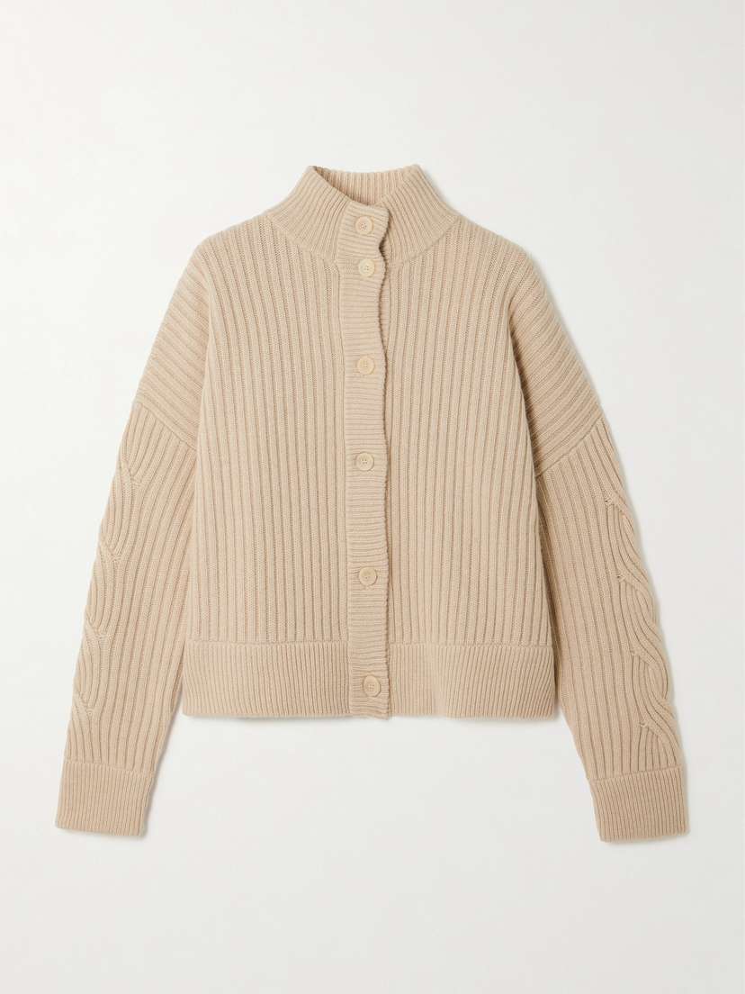 Max Mara Afelio Ribbed And Cable-knit Wool And Cashmere-blend Cardigan