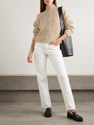 Max Mara Afelio ribbed and cable-knit wool and cashmere-blend cardigan