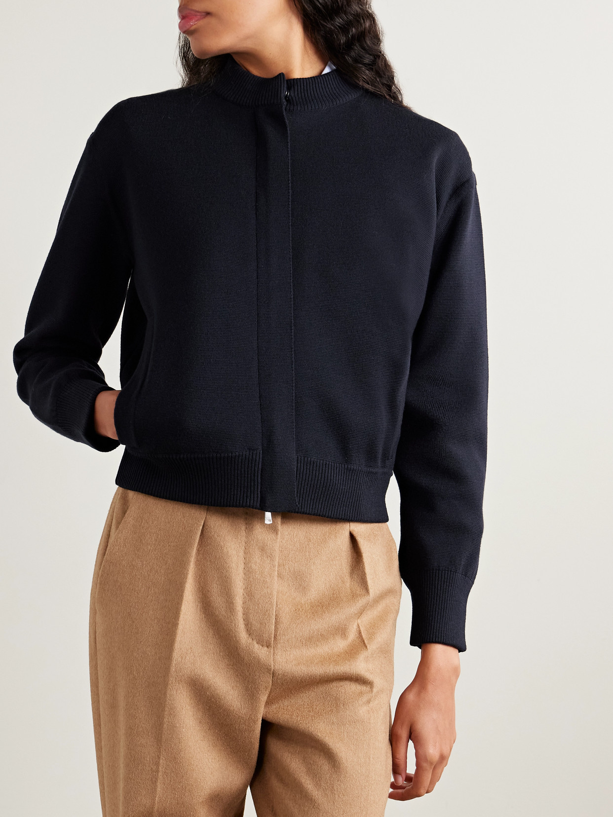 Max Mara Pelago Virgin Wool Cardigan In Blue