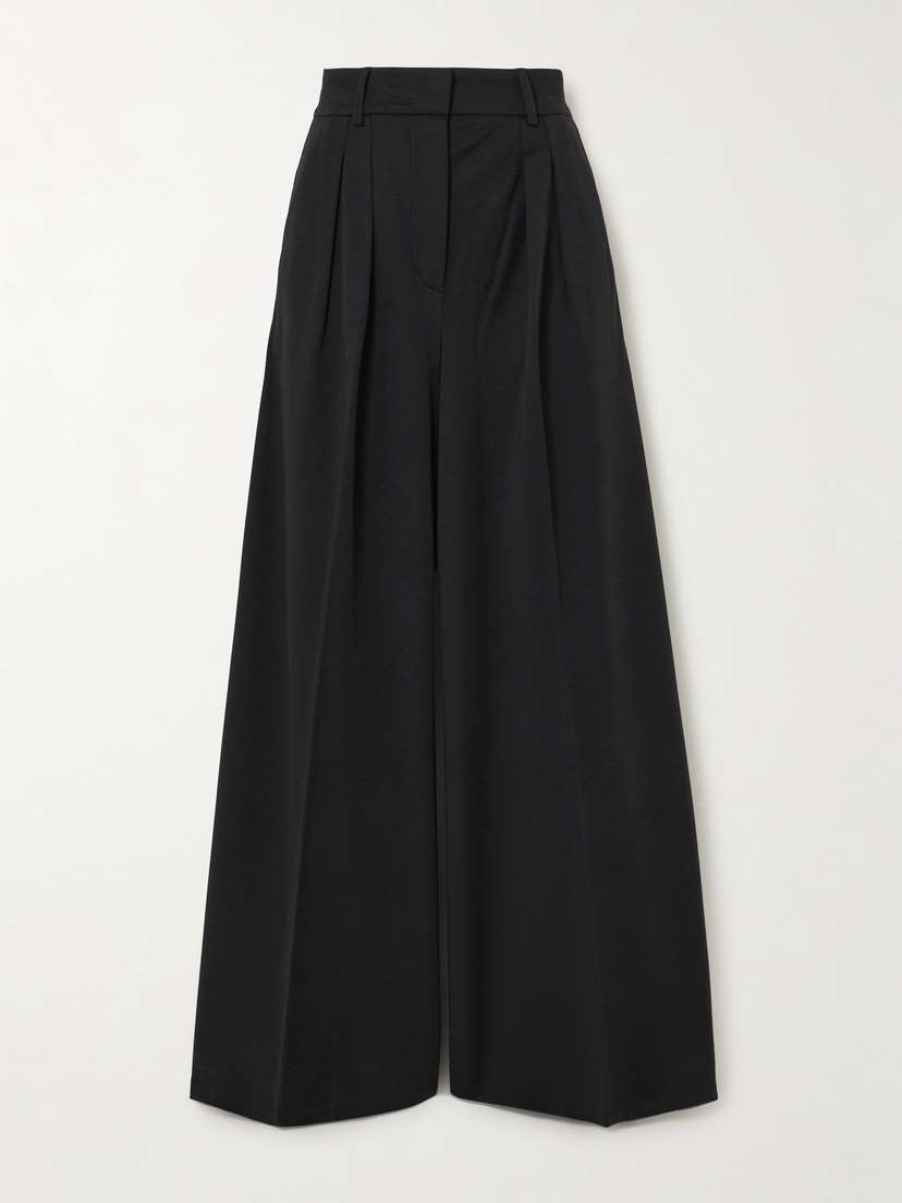 Max Mara Natale Pleated Wool-jersey Wide-leg Pants