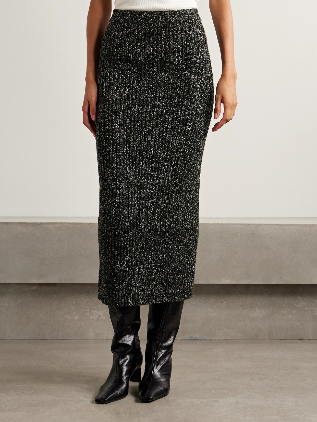 Max Mara Rodano Wool-blend Midi Skirt In Gray