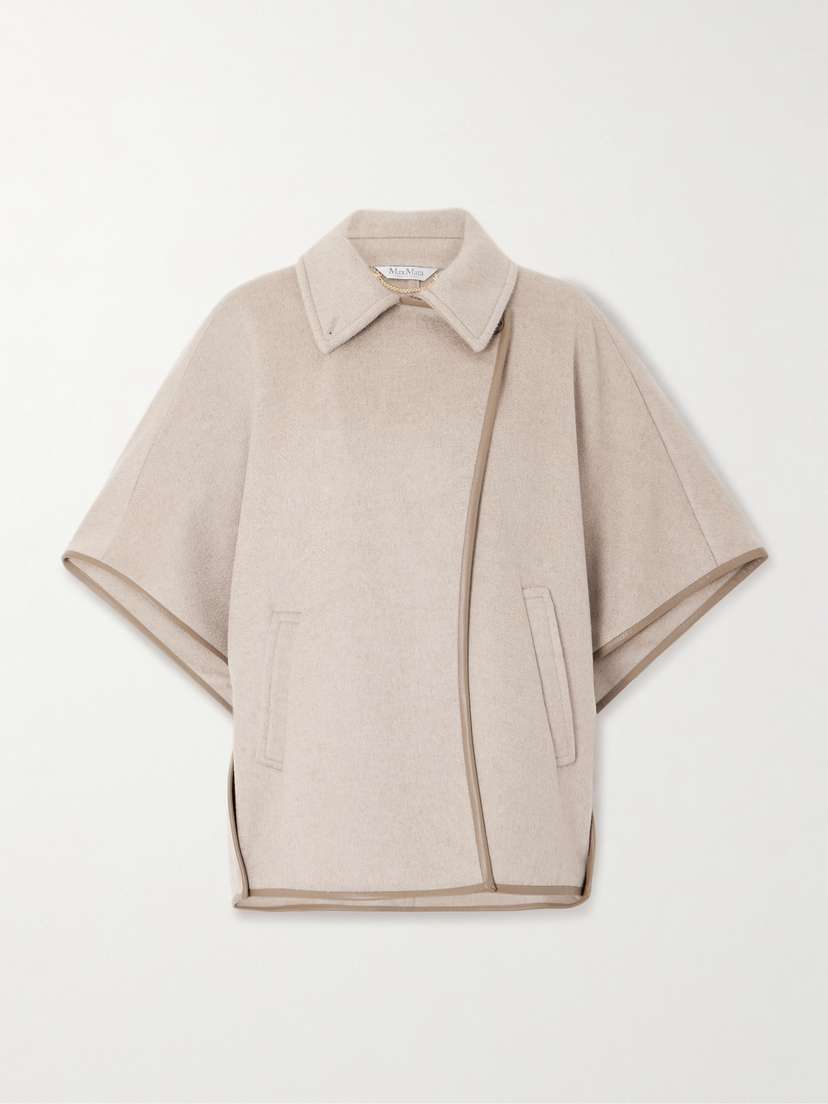 Max Mara Leather-trimmed Cashmere-felt Cape