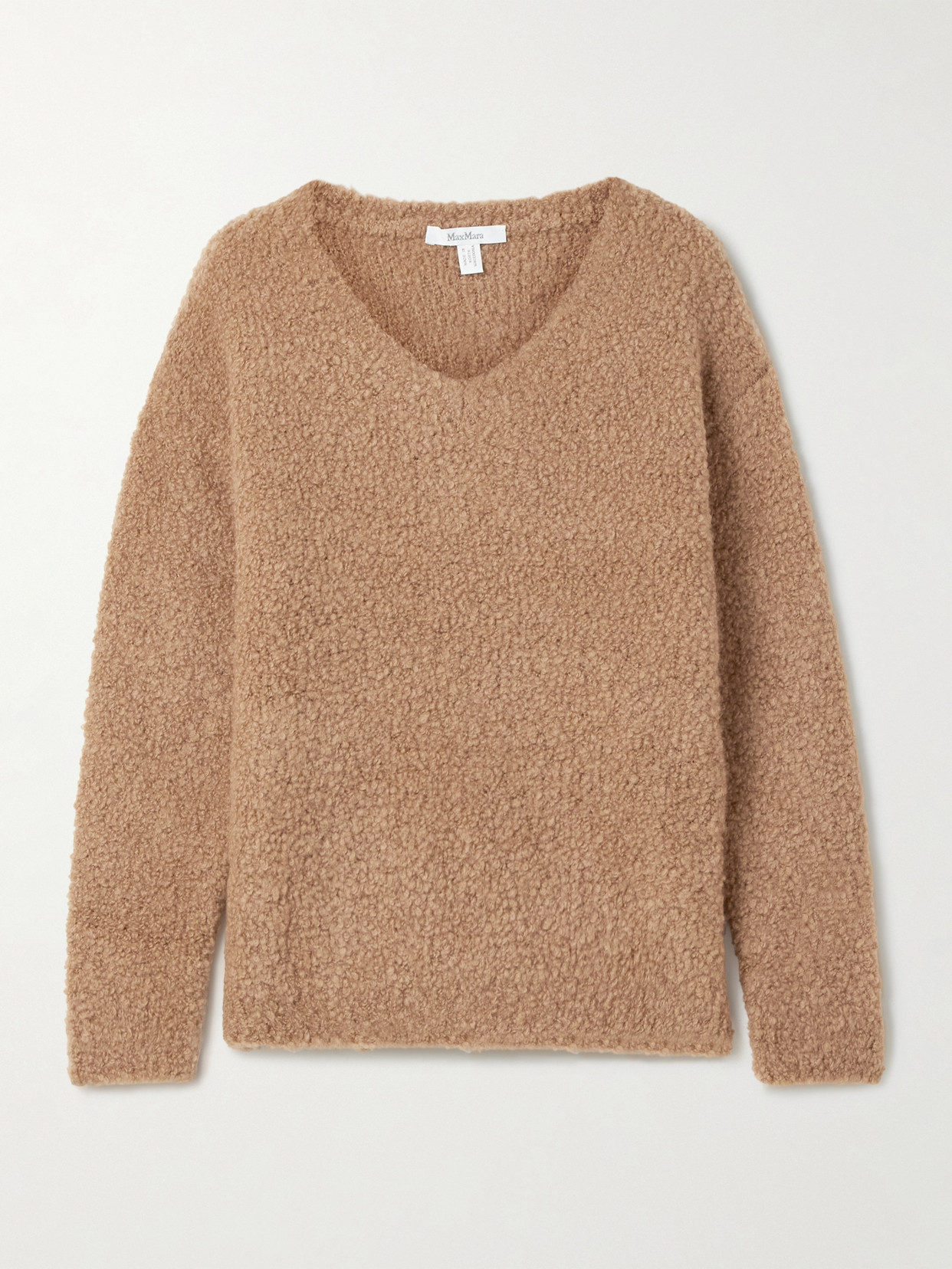 Max Mara Pantera Camel Hair And Silk-blend Bouclé Sweater In Brown