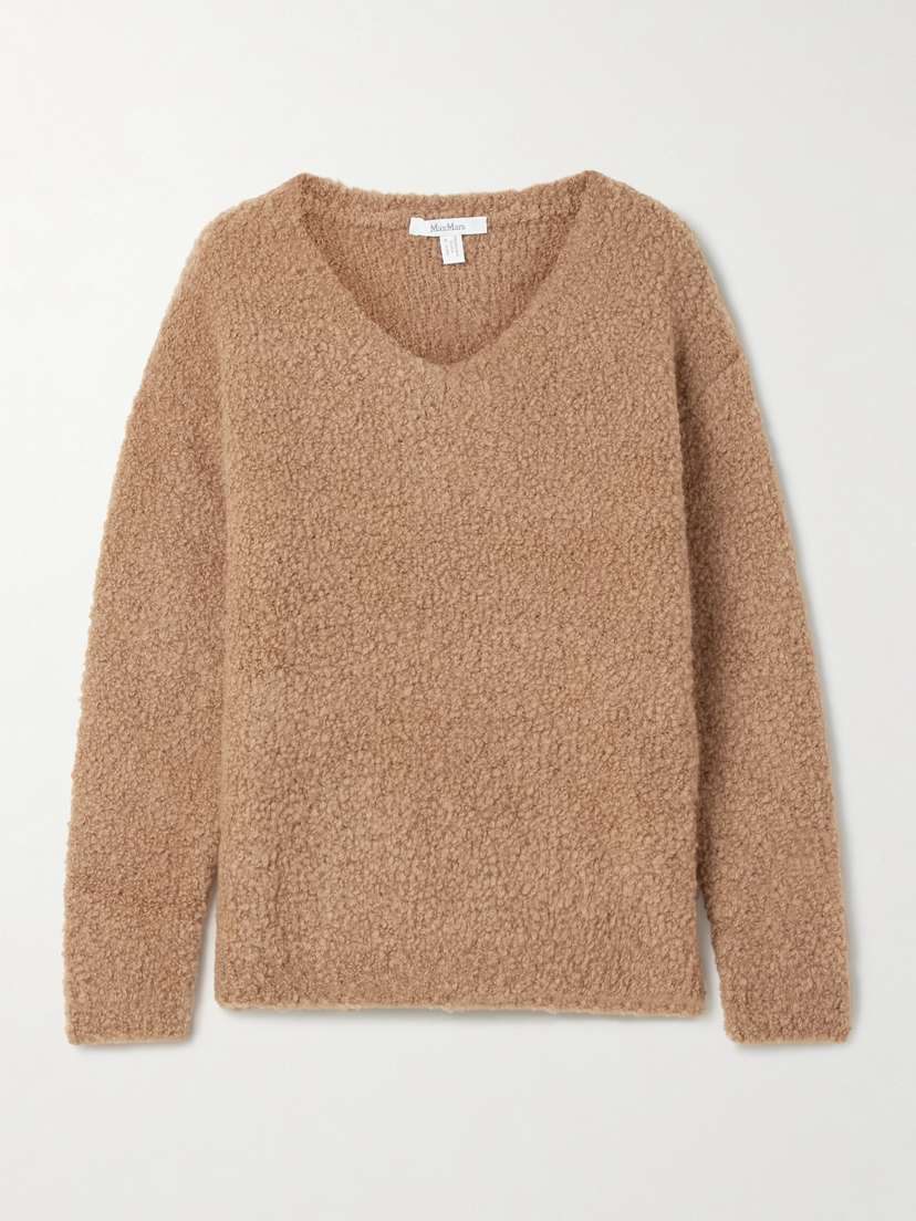 Max Mara Pantera Camel Hair And Silk-blend Bouclé Sweater