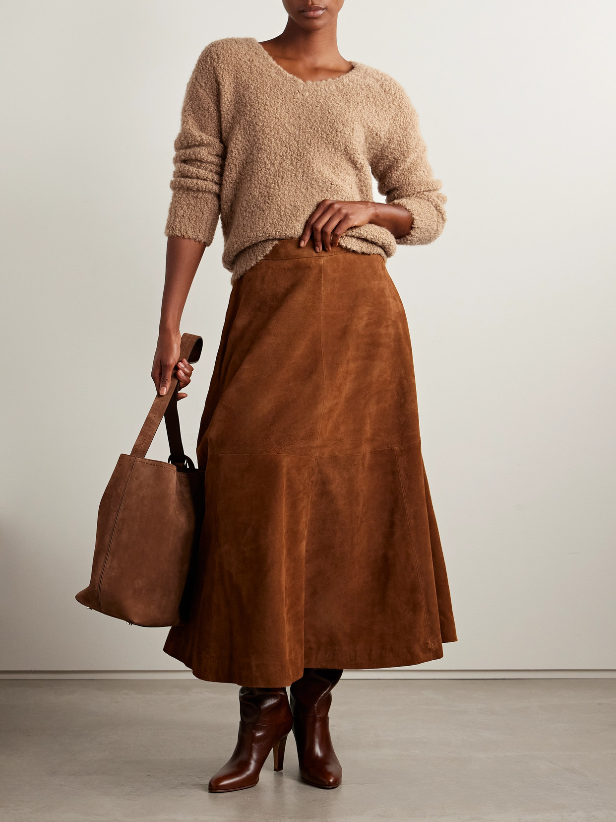 Max Mara Pantera Camel Hair And Silk-blend Bouclé Sweater In Brown