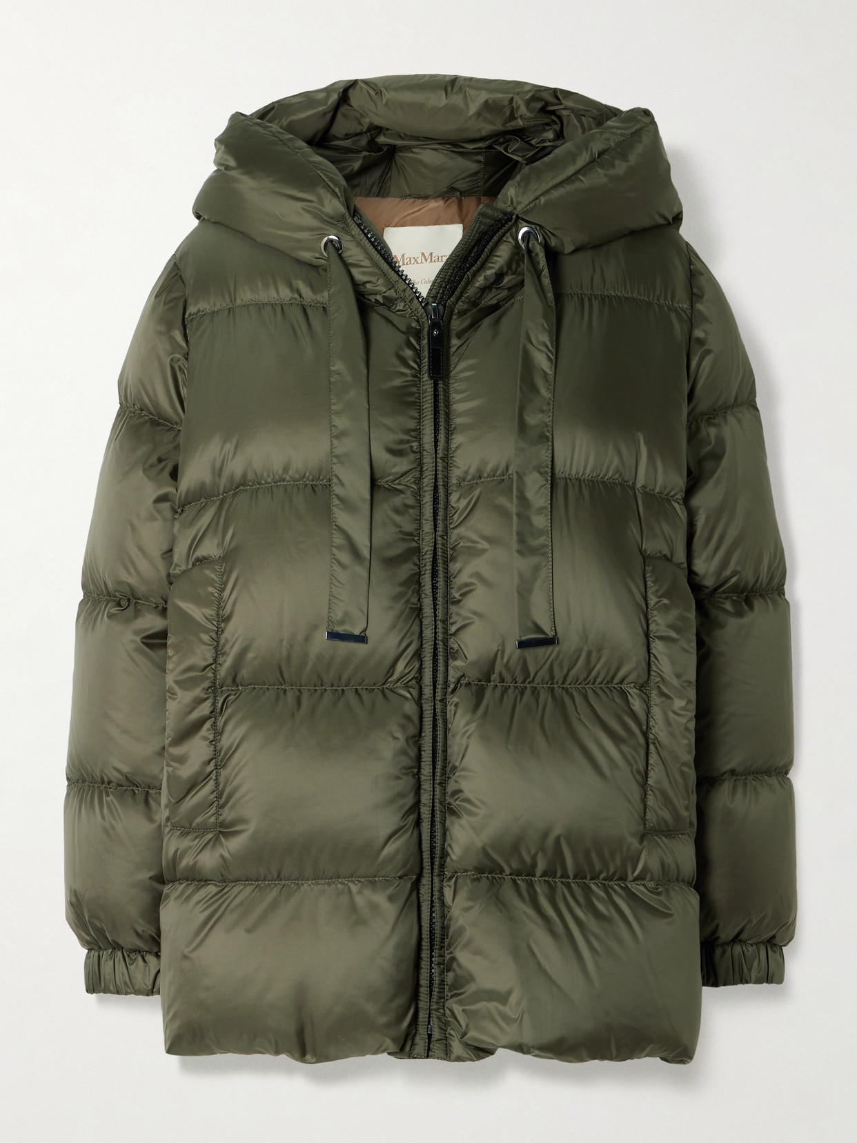 Max Mara The Cube Seia Hooded Padded Shell Down Coat In Green