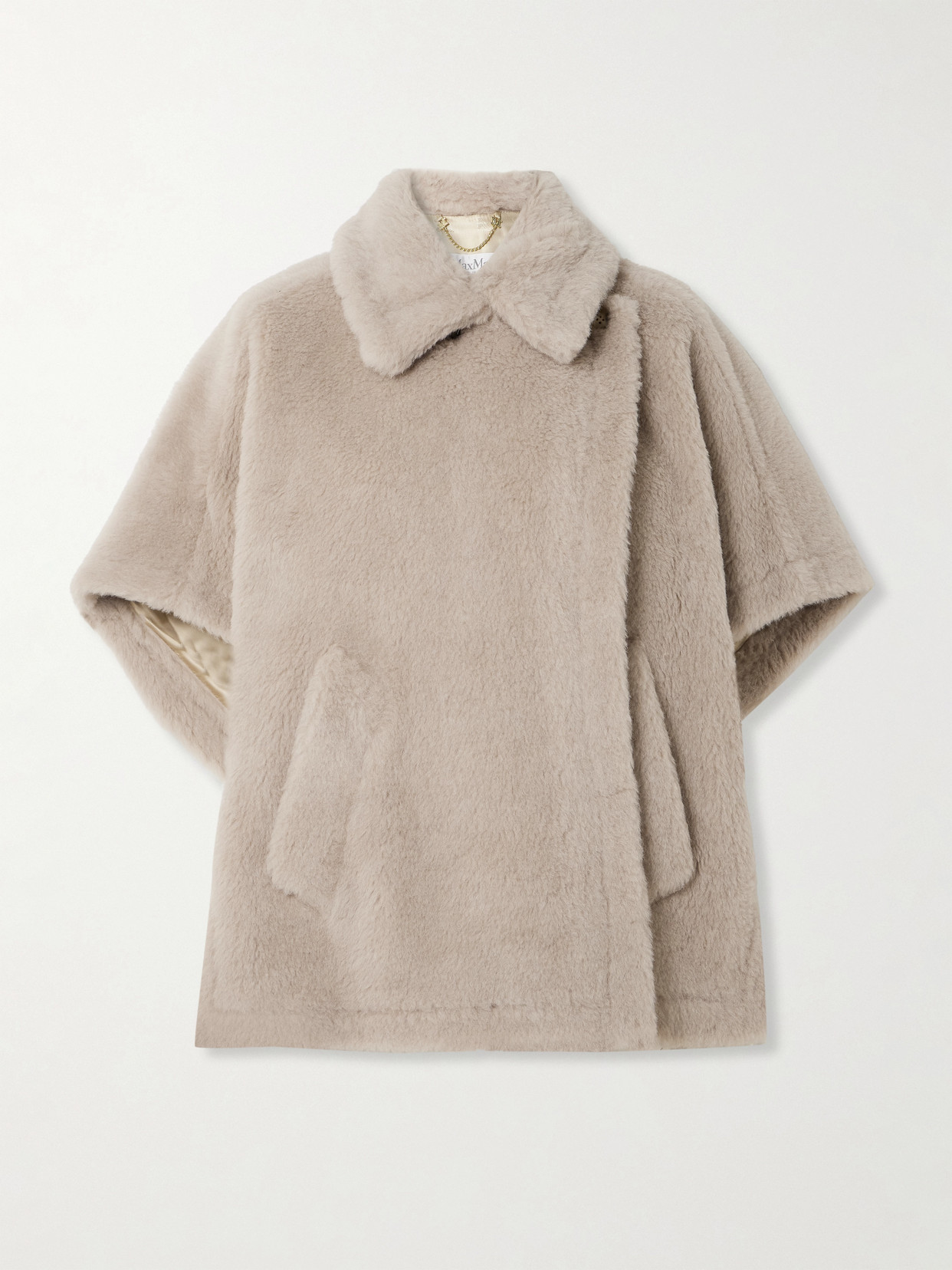 Max Mara Tebe Alpaca-blend Cape In Neutral