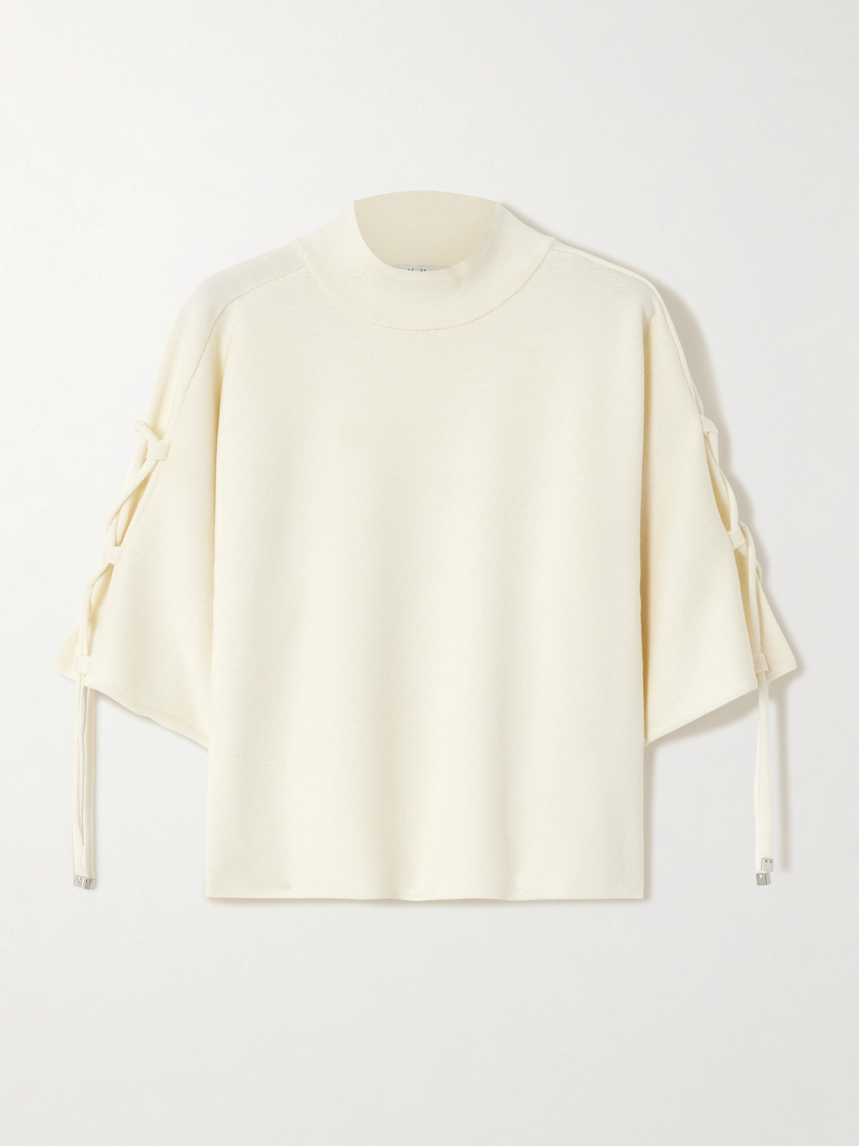 Max Mara Bevanda Lace-up Wool Sweater In Neutral