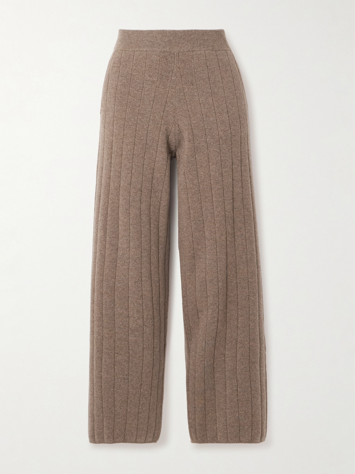Max Mara 2nd Exit Ribbed Cashmere Track Pants In Brown