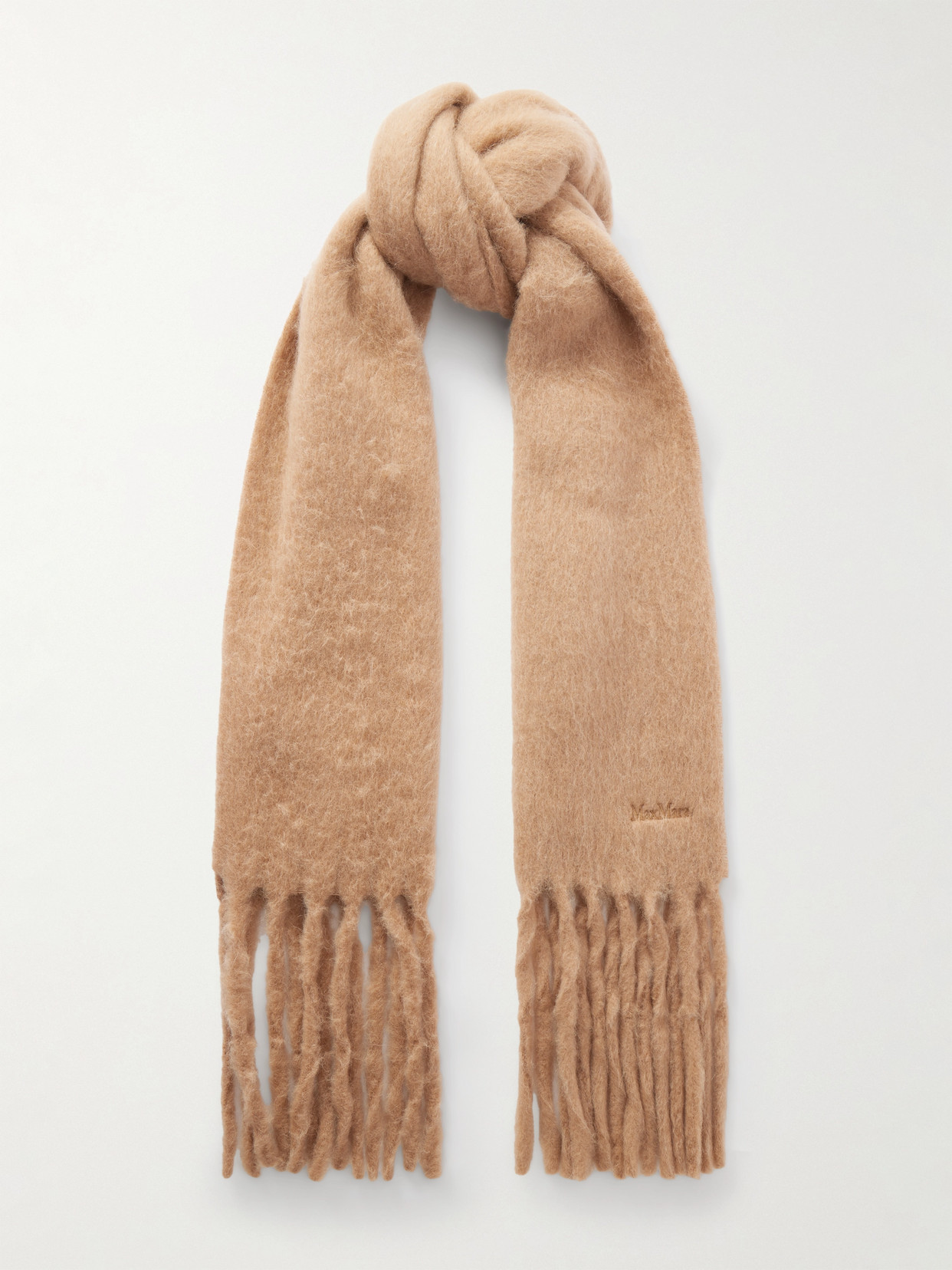 Max Mara Fringed Alpaca-blend Scarf In Brown
