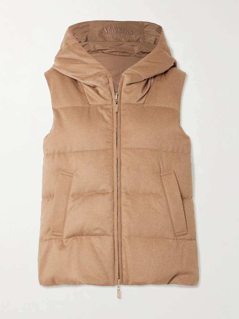 Max Mara Cube Hooded Reversible Quilted Shell And Camel Hair Vest