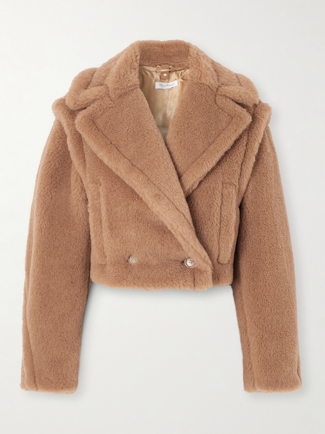 Max Mara Santos Convertible Double-breasted Camel Hair And Silk-blend Jacket In Brown