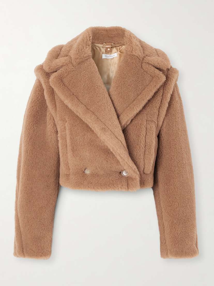 Max Mara Santos Convertible Double-breasted Camel Hair And Silk-blend Jacket