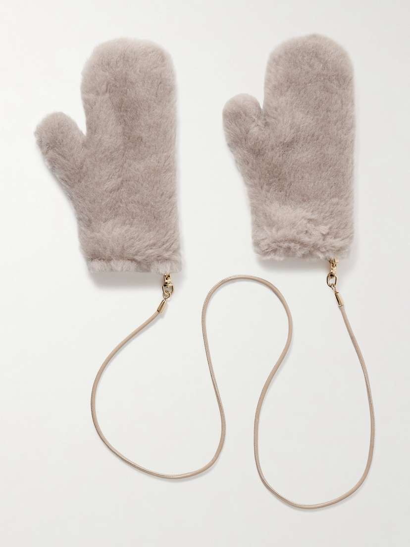 Max Mara Leather-trimmed Alpaca-blend Mittens