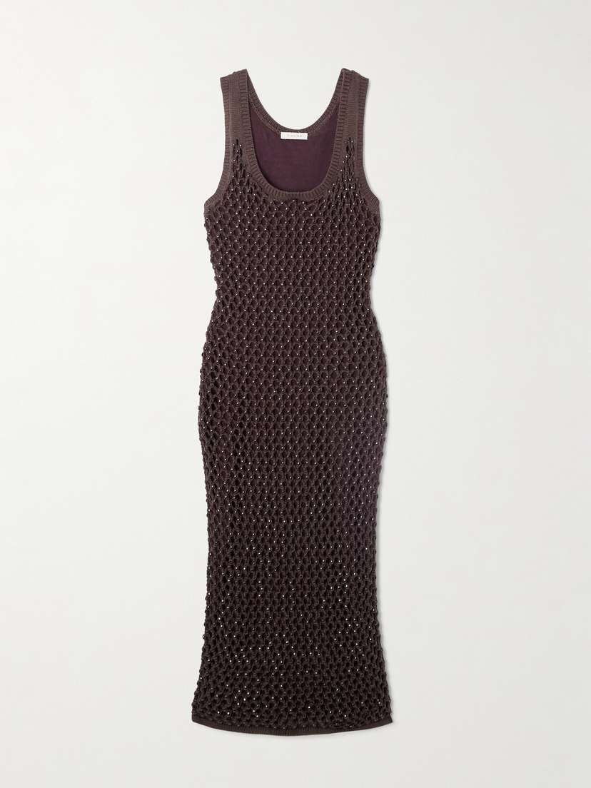 Diotima Emin Crystal-embellished Crocheted Cotton-blend Midi Dress