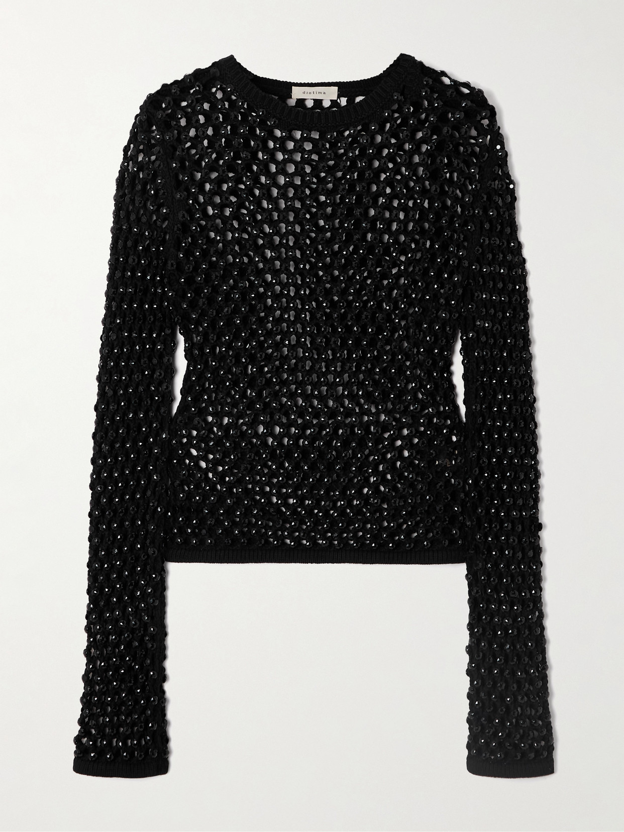Enid Crystal-Embellished Crocheted Cotton-Blend Top