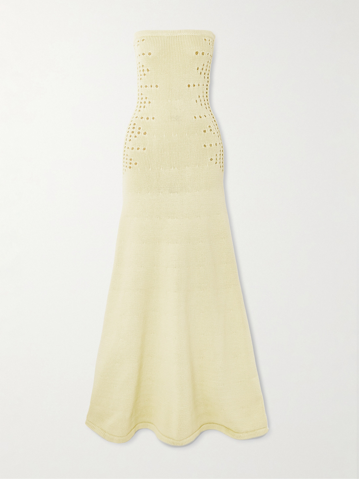 Diotima Mavis Strapless Pointelle-knit Cotton-blend Maxi Dress In Yellow