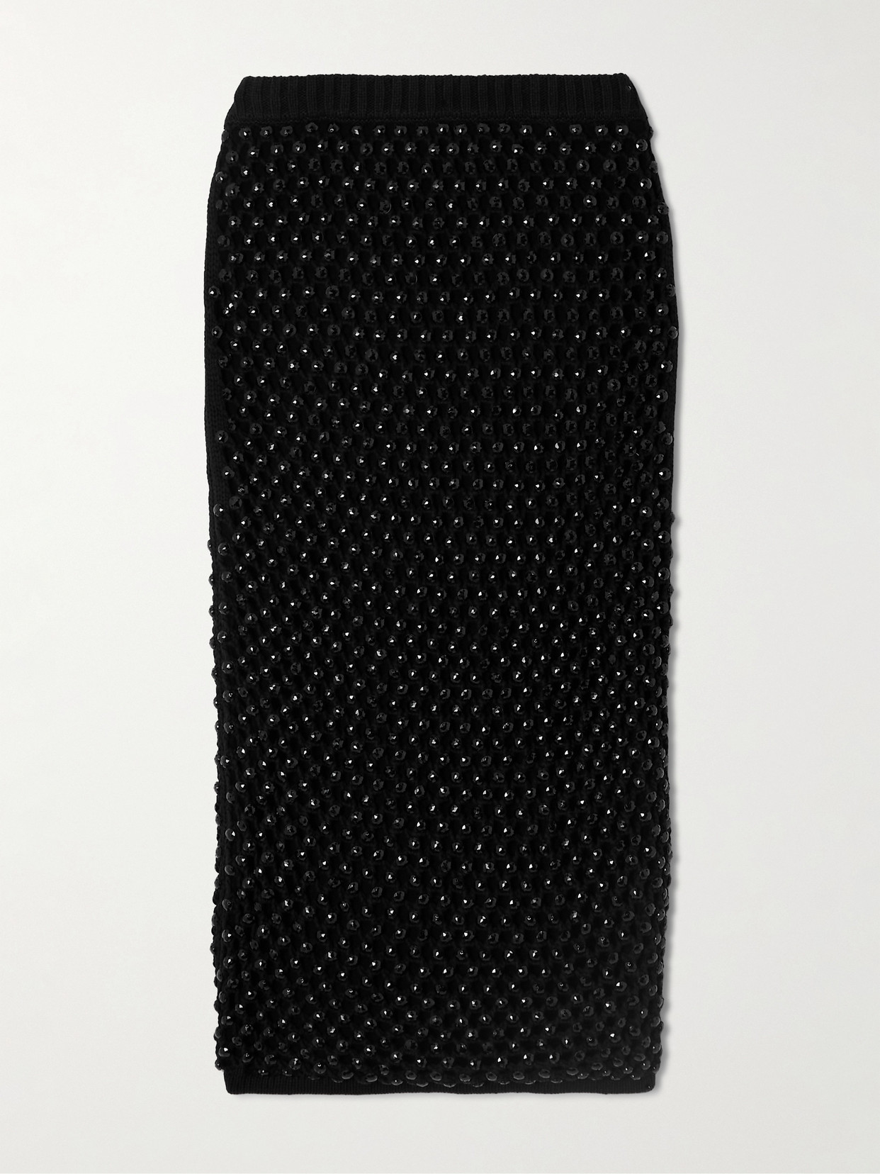 Diotima Spice Crystal-embellished Crocheted Cotton-blend Midi Skirt In Black