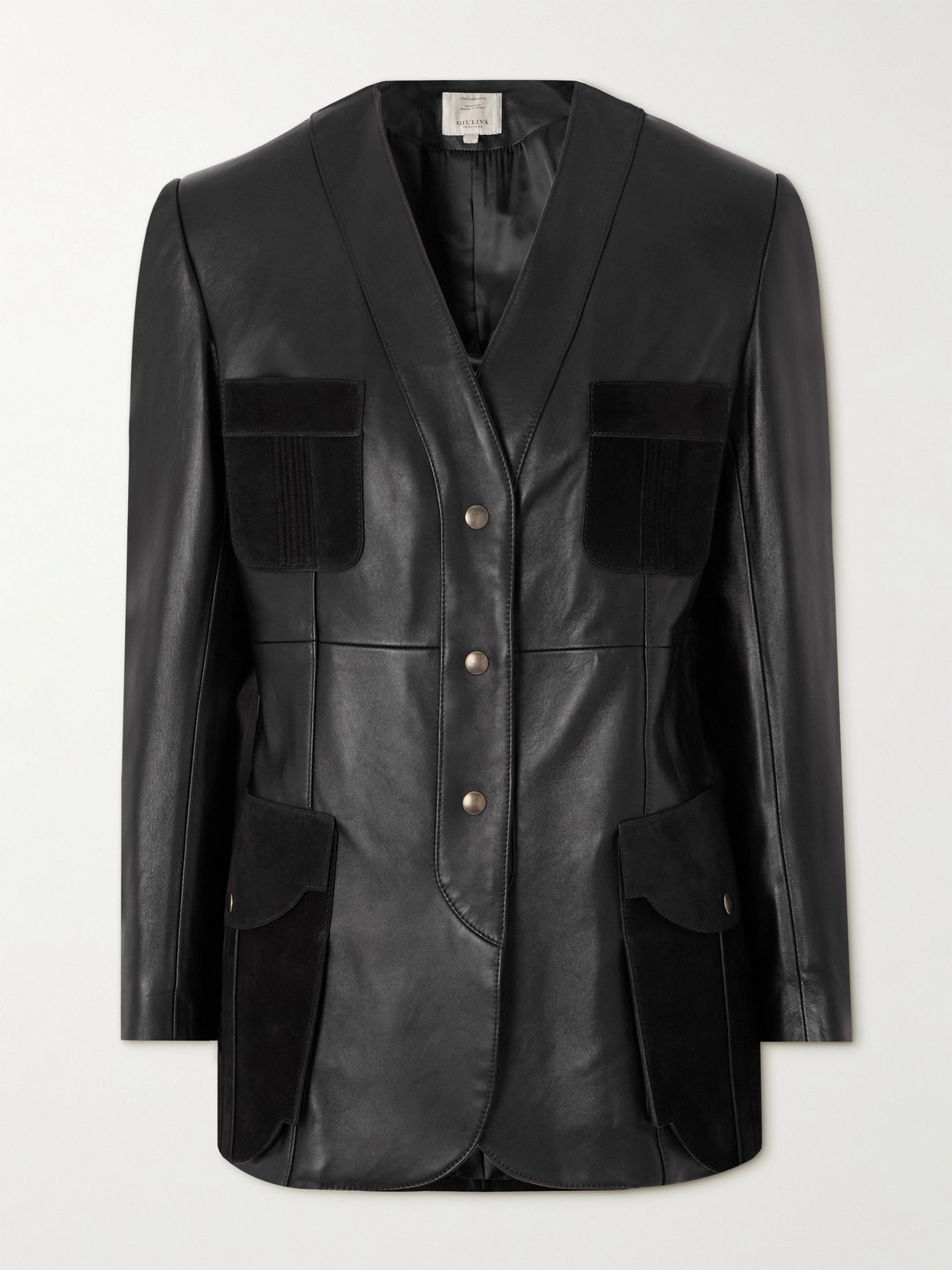 Giuliva Heritage Suede-trimmed Leather Jacket In Black