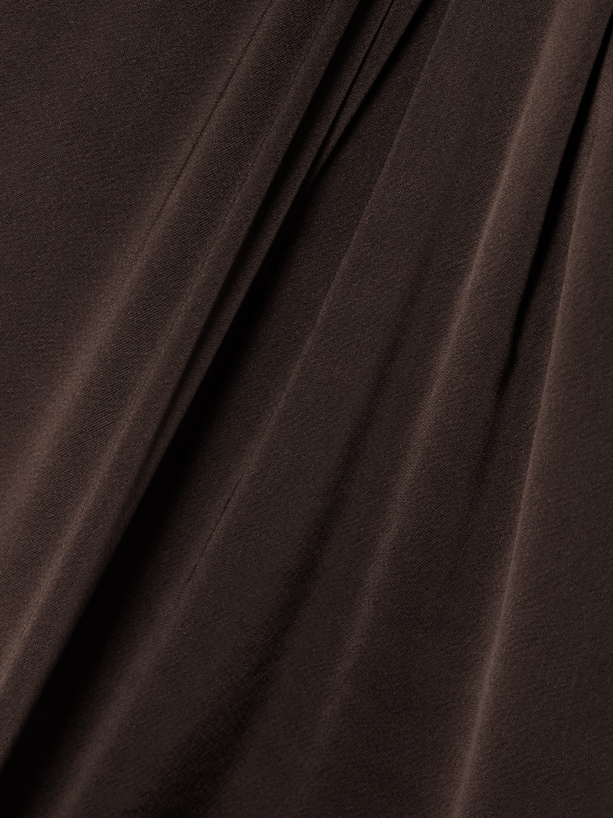 Abadia Ayla One-shoulder Knotted Satin Top In Brown