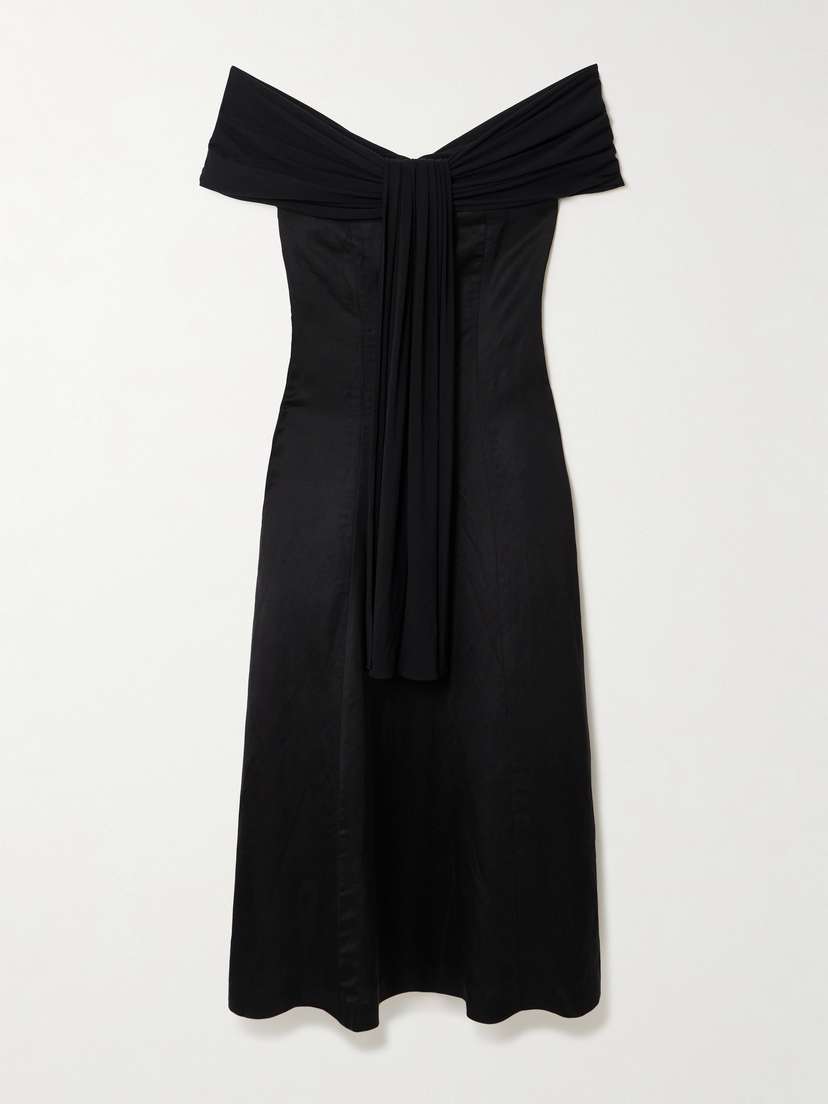 Abadia Off-the-shoulder Voile And Stretch-bamboo Jersey Midi Dress
