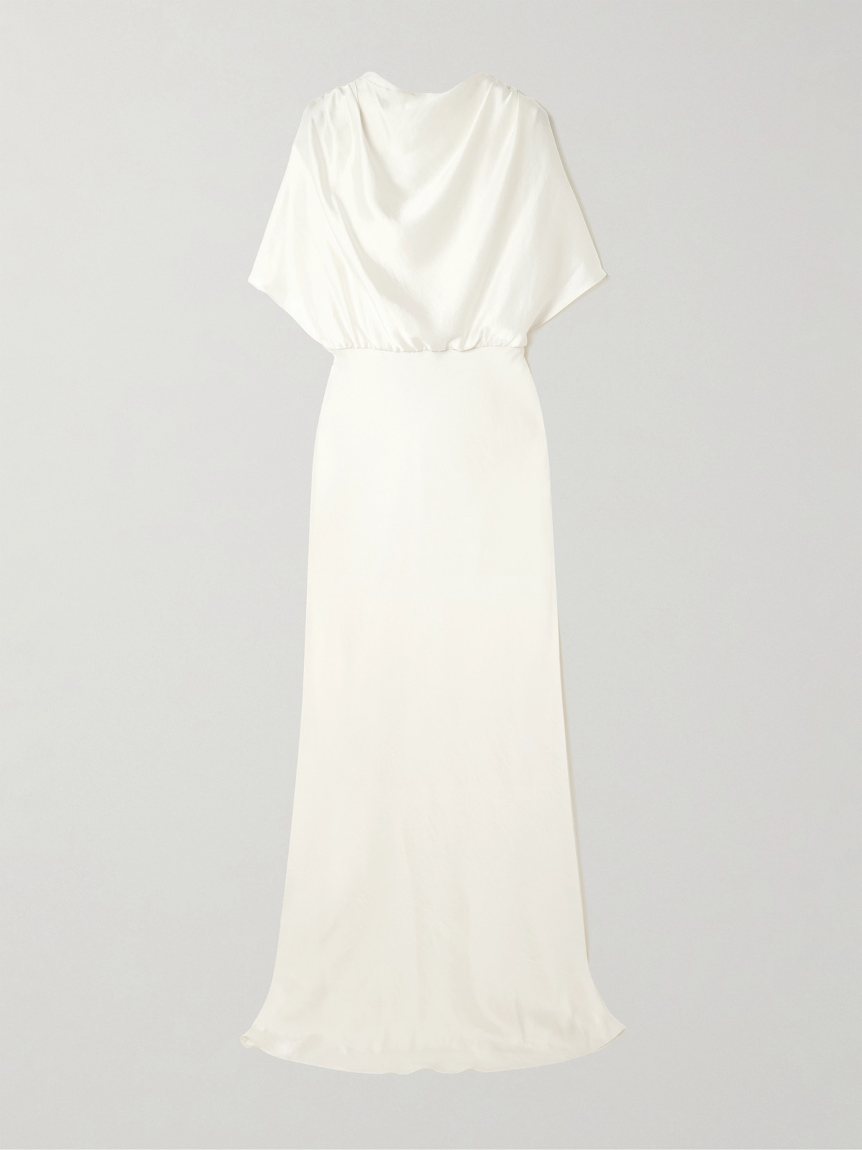Abadia - Elsa Draped Knotted Satin Gown - Cream