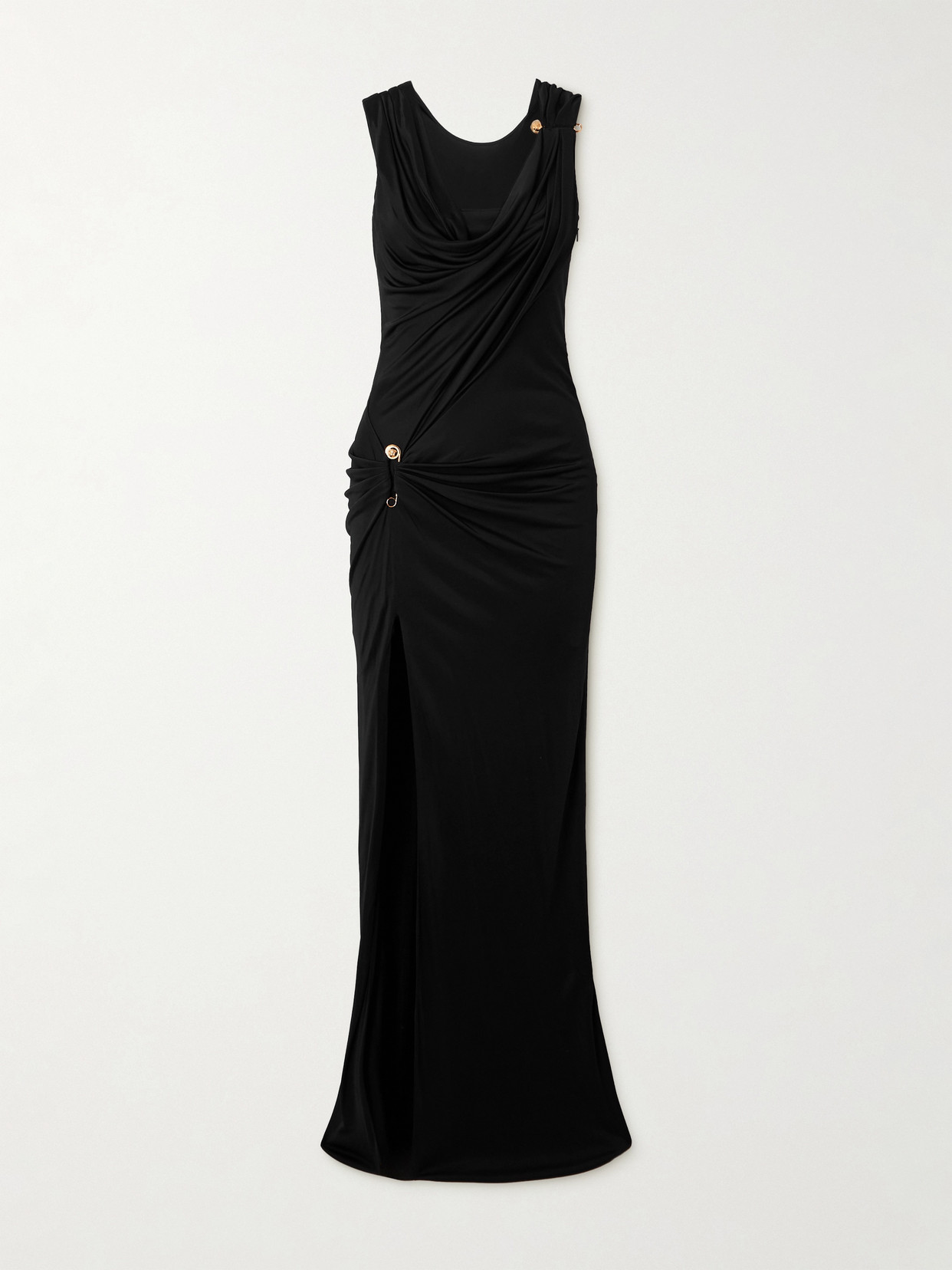 Versace Embellished Draped Stretch-jersey Gown