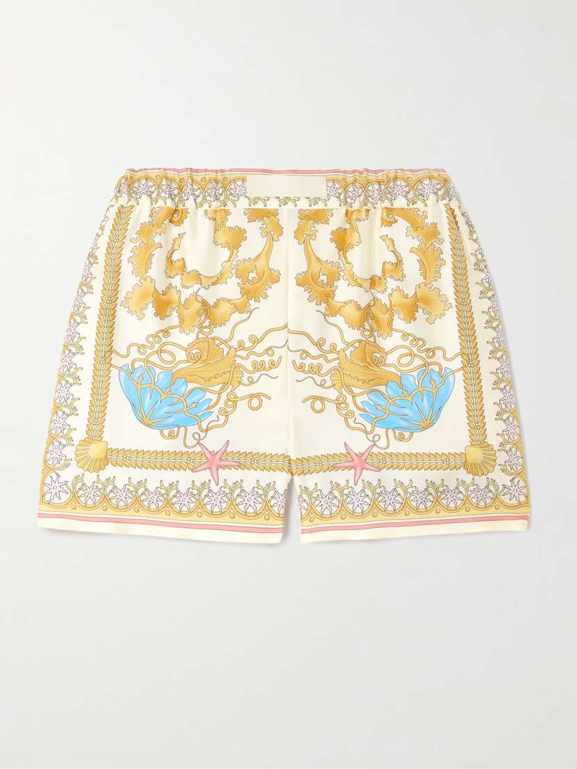 Versace Printed Silk-twill Shorts
