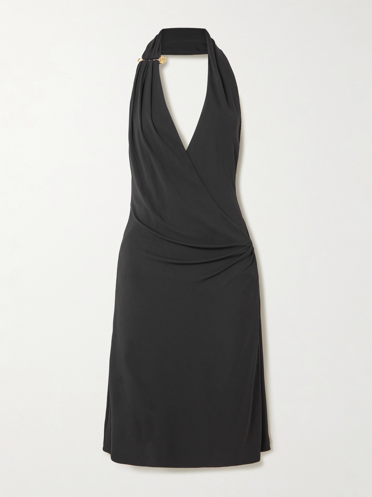 Versace Embellished Draped Stretch-jersey Halterneck Dress