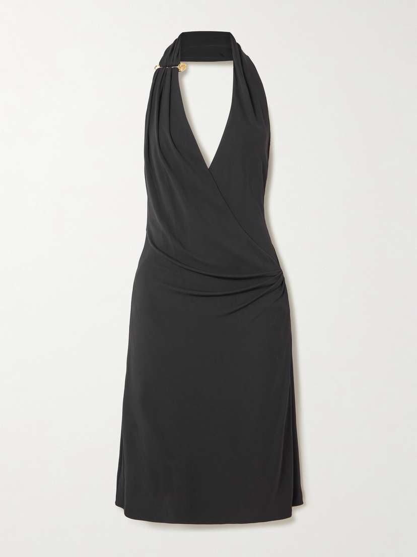 Versace Embellished Draped Stretch-jersey Halterneck Dress