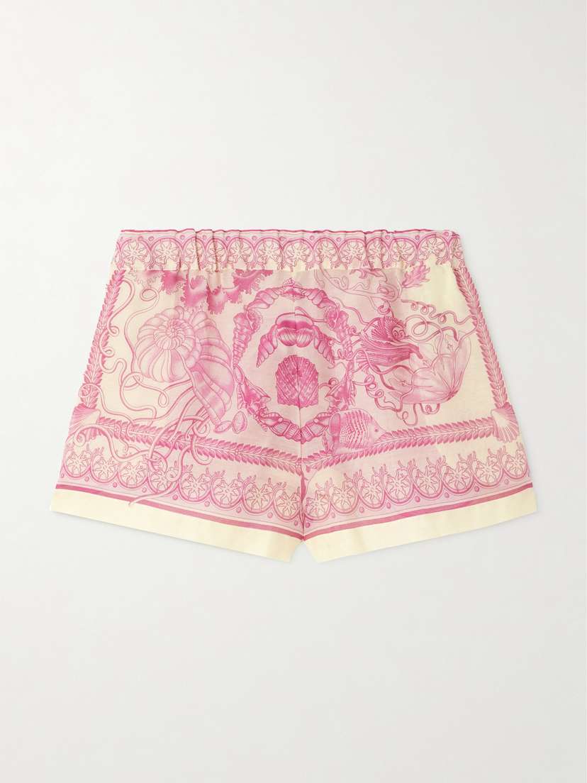 Versace Printed Cotton And Silk-blend Voile Shorts