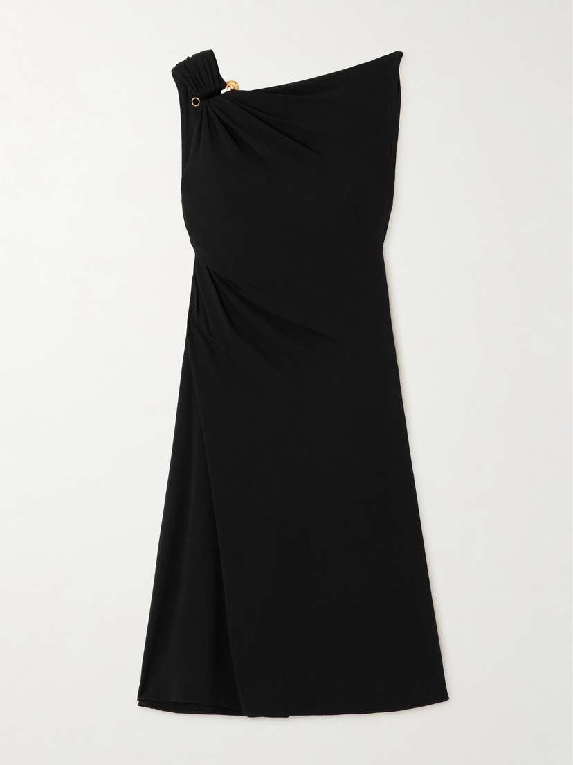 Versace Embellished Draped Crepe-jersey Mini Dress